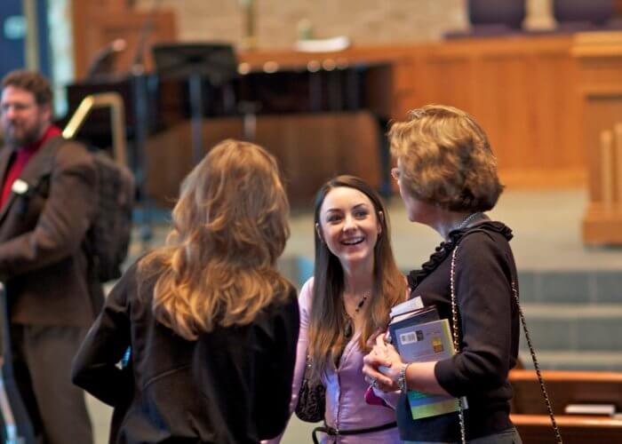 Ladies enjoying talking together at Bethel Church